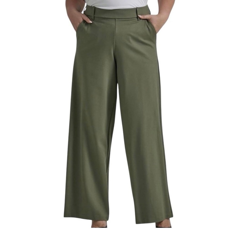 Lee‎ Comfort Waistband High Rise Wide Leg Pants Olive Gray 2X NWT